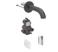 Geberit Piave - Grifo electrónico para lavabo empotrado, alimentación por generador, fácil de limpiar, negro mate 116.286.14.1