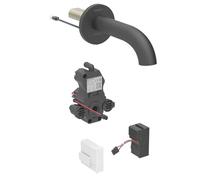 Geberit Piave - Grifo electrónico para lavabo empotrado, alimentación por red, fácil de limpiar, negro mate 116.282.14.1