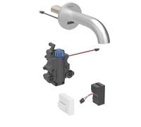 Geberit Piave - Grifo electrónico termostático para lavabo empotrado, alimentación a red, fácil de limpiar, acero inoxidable cepillado 116.287.SN.1