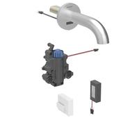 Geberit Piave - Grifo electrónico termostático para lavabo empotrado, alimentación por batería, fácil de limpiar, acero inoxidable cepillado 116.268.SN.1