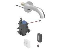 Geberit Piave - Grifo electrónico termostático para lavabo empotrado, alimentación por batería, fácil de limpiar, acero inoxidable cepillado 116.288.SN.1