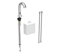 Geberit Piave mezclador de lavabo, 167mm de proyección, funcionamiento con pilas, con mezclador, con caja de funciones de montaje en superficie, 116.164.21.1, Color: cromado brillante