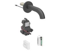 Geberit Piave - Válvula electrónica de lavabo empotrada, para agua fría, alimentación por generador, fácil de limpiar, negro mate 116.285.14.1