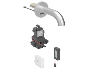 Geberit Piave - Válvula electrónica para lavabo empotrada, alimentación por batería, fácil de limpiar, acero inoxidable cepillado 116.284.SN.1