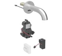 Geberit Piave - Válvula electrónica para lavabo empotrada, para agua fría, alimentación a red, fácil de limpiar, acero inoxidable cepillado 116.261.SN.1