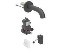 Geberit Piave - Válvula electrónica para lavabo empotrada, para agua fría, alimentación por red, fácil de limpiar, negro mate 116.281.14.1