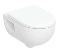 Geberit Renova Conjunto de inodoro suspendido, TurboFlush, con asiento de inodoro, diseño cerámico parcialmente cerrado, 503156001, Color: blanco - CM