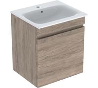 Geberit Renova Plan Conjunto lavabos con mueble bajo lavabo, 1 cajón, 60x62,2x48cm, 501.915.JR.8, Color: lavabo: blanco/KeraTect, frente/carcasa: nogal americano/recubrimiento de láminas