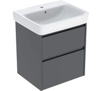 Geberit Renova Plan Conjunto lavabos con mueble bajo lavabo, 2 cajones, 60x69,7x44,6cm, 504.036.JK.1, Color: lava / barnizado satinado mate