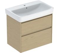 Geberit Renova Plan Conjunto lavabos con mueble bajo lavabo, 2 cajones, 75x69,7x44,6cm, 504.037.PS.1, Color: Estructura de madera de roble natural / melamina