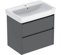 Geberit Renova Plan Conjunto lavabos con mueble bajo lavabo, 2 cajones, 75x69,7x44,6cm, 504037JK1, Color: lava / barnizado satinado mate - CM