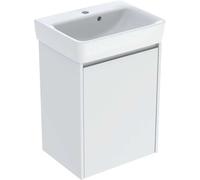 Geberit Renova Plan Conjunto lavamanos con mueble bajo lavabo, 1 puerta, 50x69,7x38cm, 504.035.00.1, Color: blanco / barnizado satinado mate