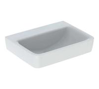 Geberit Renova Plan, lavabo con enjuague manual, 50x38 cm, sin agujero para grifo, sin rebosadero, 501631, 501.631.00.8, Color: blanco/KeraTect
