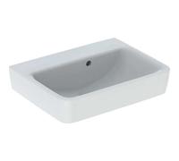 Geberit Renova Plan, lavabo con enjuague manual, 50x38 cm, sin orificio para grifo, con rebosadero, 501630, 501630001, Color: Blanco - CM