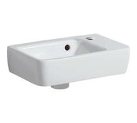 Geberit Renova Plan, lavabo con enjuague manual, proyección reducida, 36x25 cm, 1 agujero para grifo, con rebosadero, 500382, 500.382.01.1, Color: Blanco