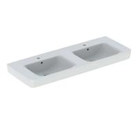 Geberit Renova Plan, lavabo doble, 130x48 cm, 1 agujero para grifo, con rebosadero, 501710, 501710008, Color: blanco/KeraTect - CM