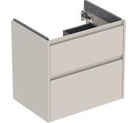 Geberit Renova Plan mueble bajo lavabo, con dos cajones, 64,4x60,6x44,6cm, 504.028.DB.1, Color: gris arena / barnizado satinado mate