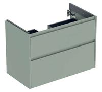 Geberit Renova Plan mueble bajo lavabo, con dos cajones, 84,6x60,6x44,6cm, 504.031.IK.1, Color: verde salvia / barnizado satinado mate