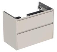 Geberit Renova Plan mueble bajo lavabo, con dos cajones, 84,6x60,6x44,6cm, 504031DB1, Color: gris arena / barnizado satinado mate - CM