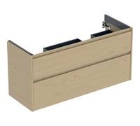 Geberit Renova Plan mueble bajo lavabo doble, con 2 cajones, 124,5x60,6x44,6cm, 504033PS1, Color: Estructura de madera de roble natural / melamina - CM