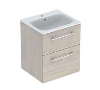 Geberit Selnova Square - Armario de lavabo 64x54x48 cm, con lavabo, 2 cajones, nogal hickory claro 501.235.00.1