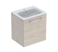 Geberit Selnova Square - Armario de lavabo 64x59x48 cm, con lavabo, 1 puerta, nogal hickory claro 501.255.00.1