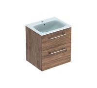 Geberit Selnova Square - Armario de lavabo 64x59x48 cm, con lavabo, 2 cajones, nogal hickory 501.238.00.1