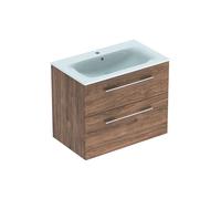 Geberit Selnova Square - Armario de lavabo 64x79x48 cm, con lavabo, 2 cajones, nogal hickory 501.242.00.1