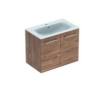 Geberit Selnova Square - Armario de lavabo 64x79x48 cm, con lavabo, 2 puertas, nogal hickory 501.258.00.1