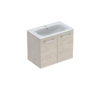 Geberit Selnova Square - Armario de lavabo 64x79x48 cm, con lavabo, 2 puertas, nogal hickory claro 501.259.00.1