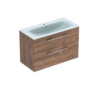 Geberit Selnova Square - Armario de lavabo 64x99x48 cm, con lavabo, 2 cajones, nogal hickory 501.246.00.1