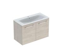 Geberit Selnova Square - Armario de lavabo 64x99x48 cm, con lavabo, 2 puertas, nogal hickory claro 501.263.00.1