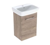 Geberit Selnova Square - Mueble con lavabo, 45x65x32 cm, 1 puerta, I/D, nogal hickory 502.748.00.1