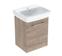 Geberit Selnova Square - Mueble con lavabo, 50x65x38 cm, 1 puerta, I/D, nogal hickory 502.752.00.1