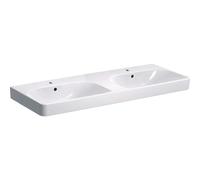 Geberit Smyle Lavabo doble cuadrado 500223, 120x48cm, con agujero para grifo, con rebosadero, 500.223.01.8, Color: Blanco, con KeraTect