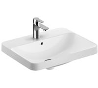 Lavabo empotrado Geberit VariForm rectangular, 550x450mm, con agujero para grifo, con rebosadero, 500.741.01.2, Color: Blanco