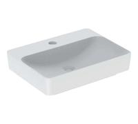 Geberit VariForm Lavabo sobre encimera rectangular, 600x450mm, con agujero para grifo, sin rebosadero, 500.781.01.2, Color: Blanco