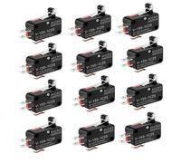 Gebildet 12 Piezas V-155-1C25 Micro Interruptor Rotación 125VDC 0.6A, 3Pin Rodillo Interruptor de Límite, Momentáneo Interruptor Palanca de Bisagra SPDT, Botón Pulsador de Brazo Actuador
