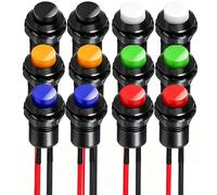 Gebildet 12pcs 12mm Pre Cableado Autoblocante Interruptor a Pulsador Pestillo SPST ON/Off AC 250V/1.5A 125V/3A,Enclavamiento Mini Interruptores de Botón para Lámpara de Mesa,Electrodomésticos