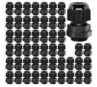 Gebildet 50Piezas IP68 Impermeable Conectores de Cable, PG7 Glándulas de Cable con Ajustables Juntas, Prueba de Agua de 3-6.5mm Plastico Gland Conectores, M12 x 1.5 (Negro)