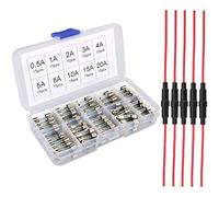 Gebildet 5pcs 5x20mm AGC Inline 250V 20A Tipo de Tornillo Portafusibles con 16 AWG Alambre + 150pcs 5x20mm Fusible de Tubo de Vidrio de Rápido Soplo