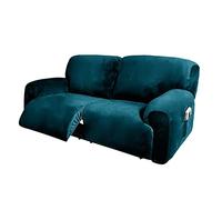 GEBIN Funda de Sofá Reclinable, Extra Ancho 190-254cm Fundas de Sofá Reclinables de 2 Plazas, Fundas de Sofá Reclinables Elásticas de Terciopelo de 6 Piezas con Bolsillo Lateral (Deep Teal)