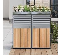 Gecheer Armario de Exterior con Macetero Integrado y Ventilación - Diseño Industrial, Resistente a la Corrosión, Seguridad con Cerradura