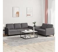 Gecheer Juego de sofás con Cojines 2 Piezas Cuero sintético Gris,Sofa Marcos,Sofas de Salón Modernos,Sofa Confortable para Dormitorio Oficina,Type 4