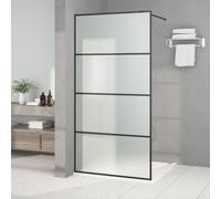 Gecheer Mamparas de Ducha Pantalla,Mampara Ducha Fija de ESG,Mampara de Ducha Frontal Panel Fijo Estilo Industrial Esmerilado Negro 100x195 cm