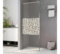Gecheer Mamparas de Ducha Pantalla,Mampara Ducha Fija de Vidrio ESG,Mampara de Ducha Frontal Panel Fijo Estilo Industrial diseño Piedras 90x195 cm