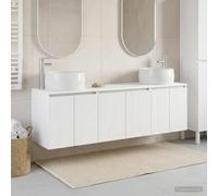 Gecheer Set de Muebles de Baño Montado en Pared, Gabinete de Almacenamiento con Lavabo y Grifo Personalizables, Madera Elaborada Resistente a la Humedad, Puertas de Bisagra de 90°, Diseño Minimalista
