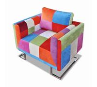 Gecheer Sillón Cubo con diseño de retales Tela Patchwork Patas cromadas