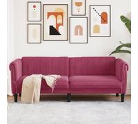 Gecheer Sofá de 3 plazas,Sofas De Salon,Sofa Cama,Sofa Chaise Longue,Respaldo Sofa,Sofa Cheslong,Modulos Salon,Terciopelo,203 x 77 x 74 cm,Rojo Tinto