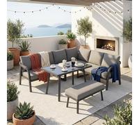 Gecheer Sofá Esquinero con Mesa Comedor 8 Asientos, Diseño Elegante y Duradero, Resistente al Calor, Paquete Desmontado